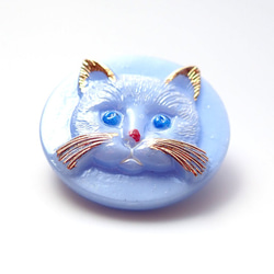 チェコのボタン　ネコ　薄いブルー 3枚目の画像