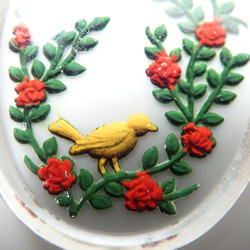 ガラスのカボション　鳥と花のインタリオ 3枚目の画像