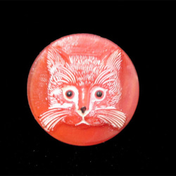チェコのガラスボタン　ネコ　赤に白 3枚目の画像