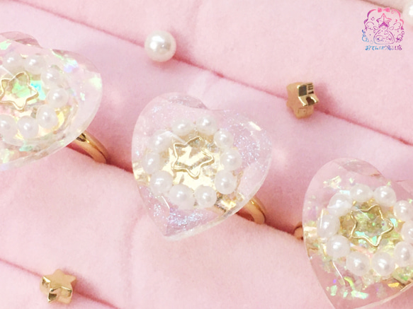 フェアリーパールで煌めくスマホリングpink