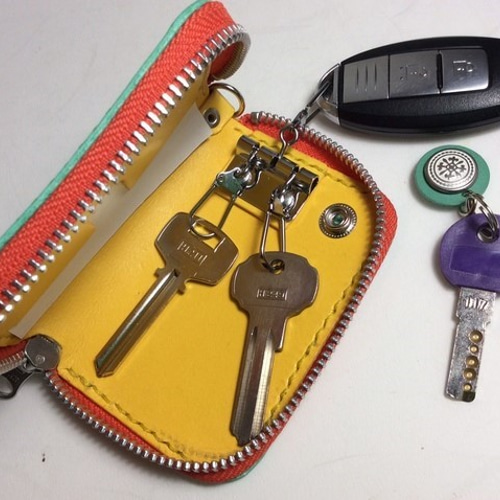 ICカード（定期券）が入るキーケースⅡ・取り外しできるボタン付き