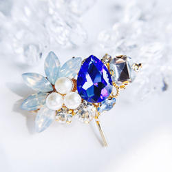 cobalt blue  キラキラ宝石ビジューのポニーフック 2枚目の画像