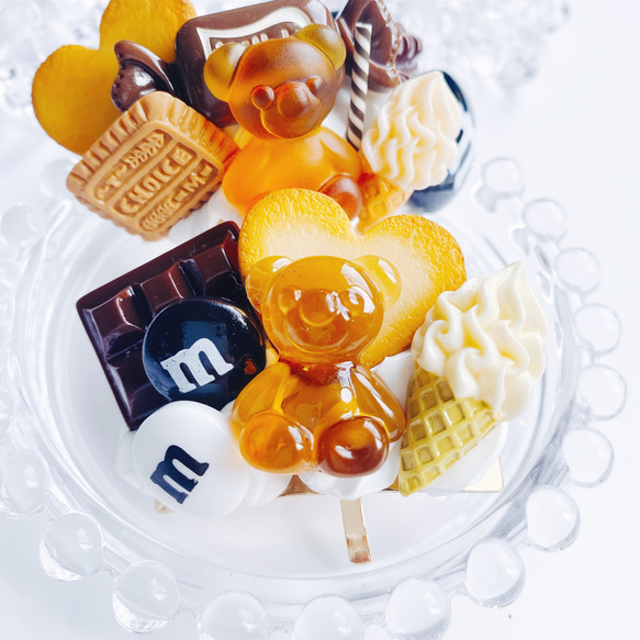 CANDY POP お菓子のヘアゴムとポニーフック　2点セット  chocolate  フェイクスイーツ 4枚目の画像