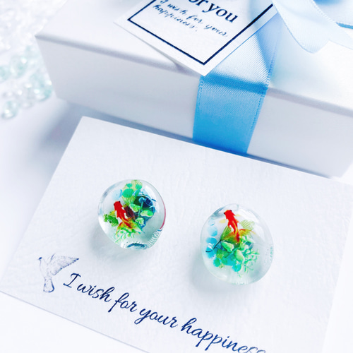 金魚のサマーピアス サージカルステンレス 金属アレルギー対応 ピアス