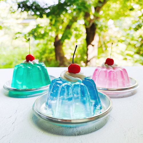 本物みたいな夏のピーチゼリーのオブジェ Sサイズ さくらんぼつき