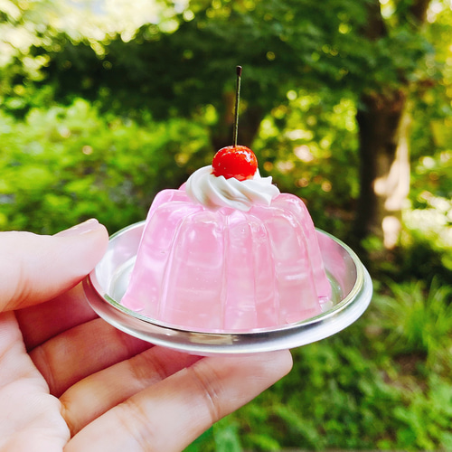 本物みたいな夏のピーチゼリーのオブジェ Sサイズ さくらんぼつき