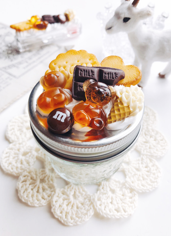 Lucky Cream Chocolate フェイクスイーツデコ　パンケーキ瓶 お菓子のガラス瓶 chocolate スイーツデコ フェイクスイーツ その他