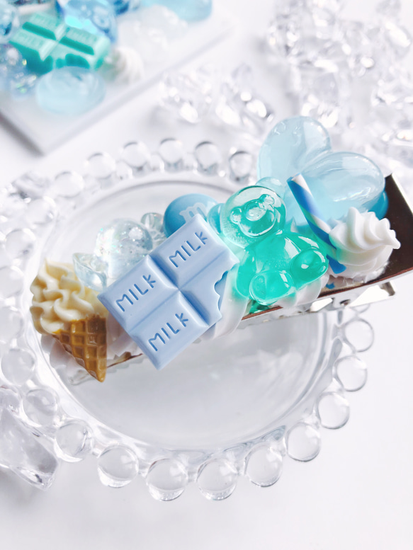 CANDY POP   お菓子のヘアクリップ   ice mint  スイーツデコ  フェイクスイーツ 3枚目の画像