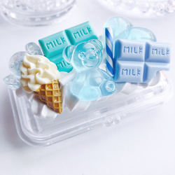 お菓子の印鑑ケース ice mint  朱肉とブラシつき　フェイクスイーツ 2枚目の画像