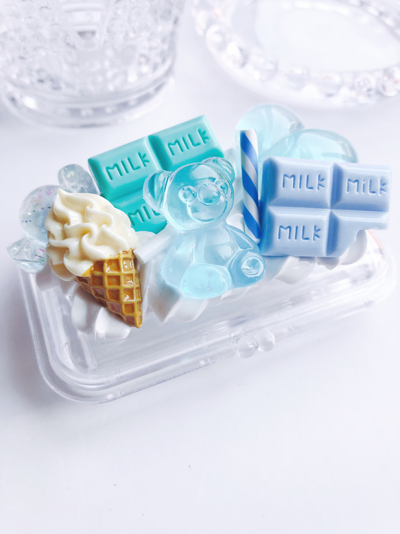 お菓子の印鑑ケース ice mint  朱肉とブラシつき　フェイクスイーツ 2枚目の画像