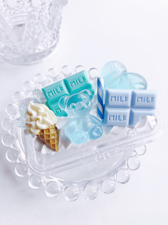 お菓子の印鑑ケース ice mint  朱肉とブラシつき　フェイクスイーツ 3枚目の画像