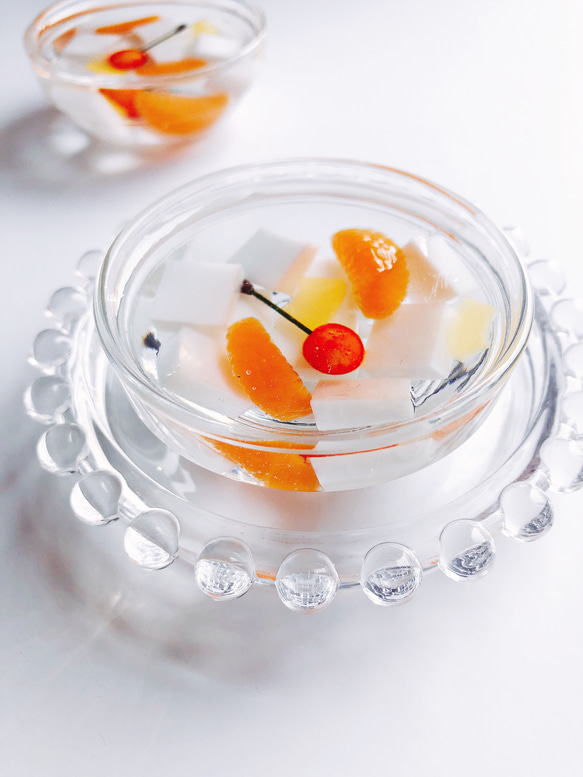 涼しげな杏仁豆腐  オブジェ  ペーパーウェイト  フェイクスイーツ   スイーツデコ 1枚目の画像