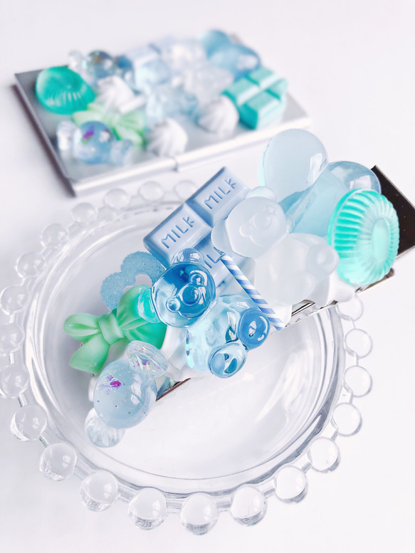 CANDY POP   お菓子のヘアクリップ   ice mint  スイーツデコ  フェイクスイーツ 1枚目の画像