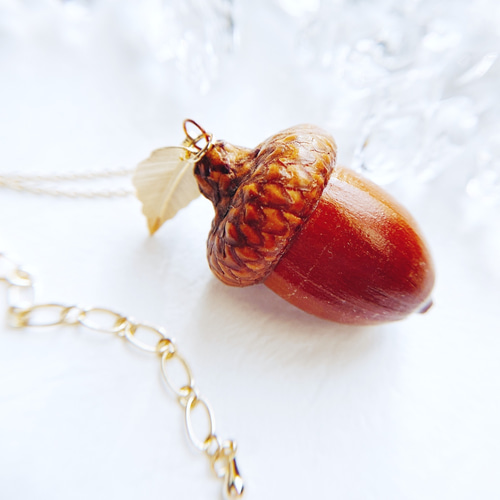 北海道どんぐりのネックレス acorn 秋 木の実 ネックレス・ペンダント