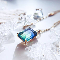 Glass jewelry  ガラスの宝石 ネックレス   blue&lightgreen 1枚目の画像