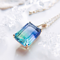 Glass jewelry  ガラスの宝石 ネックレス   blue&lightgreen 2枚目の画像