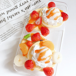 iPhoneケース　苺パンケーキ&フルーツパンケーキ  スイーツデコ フェイクスイーツ 4枚目の画像