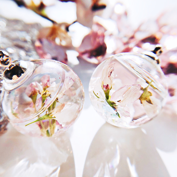 【特集掲載】春を告げる 桜のガラスドーム spring   ネックレス 2枚目の画像
