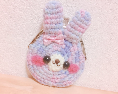 がま口　キーホルダー　手編み　うさぎちゃん がま口 キーホルダー 手編み うさぎちゃん
