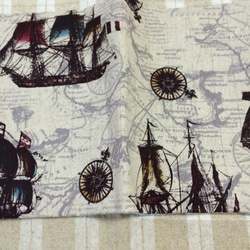 ♡文庫本ブックカバー♡ 帆船 地図 柄 縦約15cmの文庫本用です。 2枚目の画像