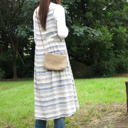 革ショルダーの麻ポシェット 3枚目の画像