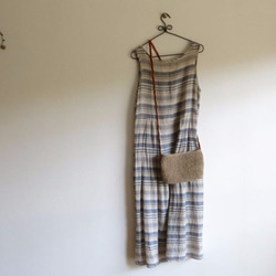 革ショルダーの麻ポシェット 8枚目の画像