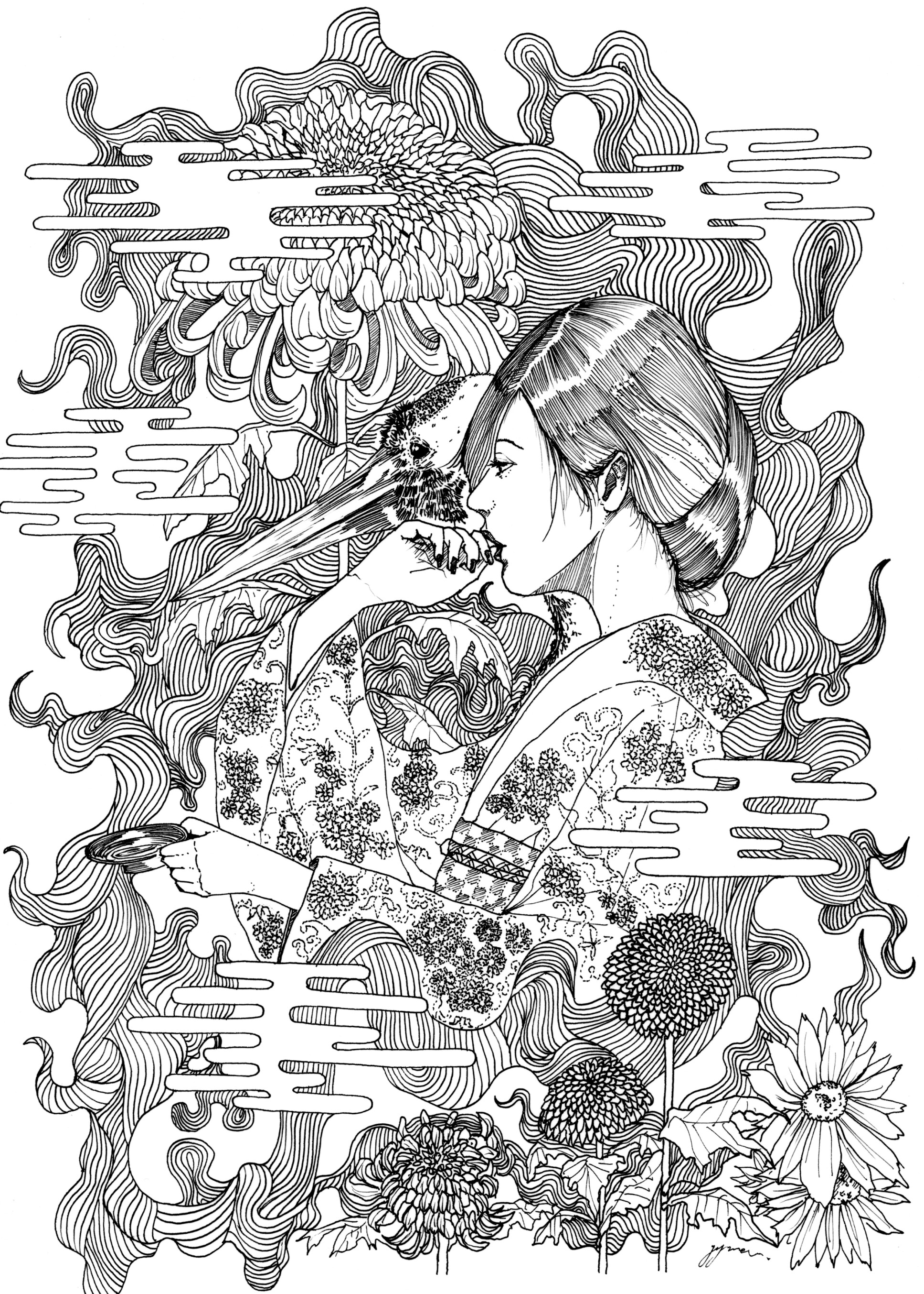 原画】No.102 GreY her0N【手描き アナログ 堅苦しい ペン画