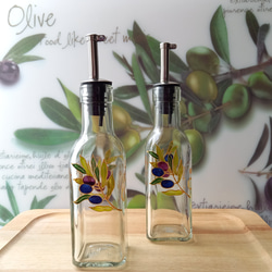【受注制作】Olive文字入り☆オリーブ柄のオイルボトル (単品・ゴールドライナー) 3枚目の画像