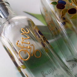 【受注制作】Olive文字入り☆オリーブ柄のオイルボトル (単品・ゴールドライナー) 5枚目の画像