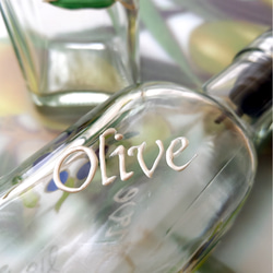 【受注制作】Olive文字入り☆オリーブ柄のオイルボトル (単品・パールライナー) 3枚目の画像