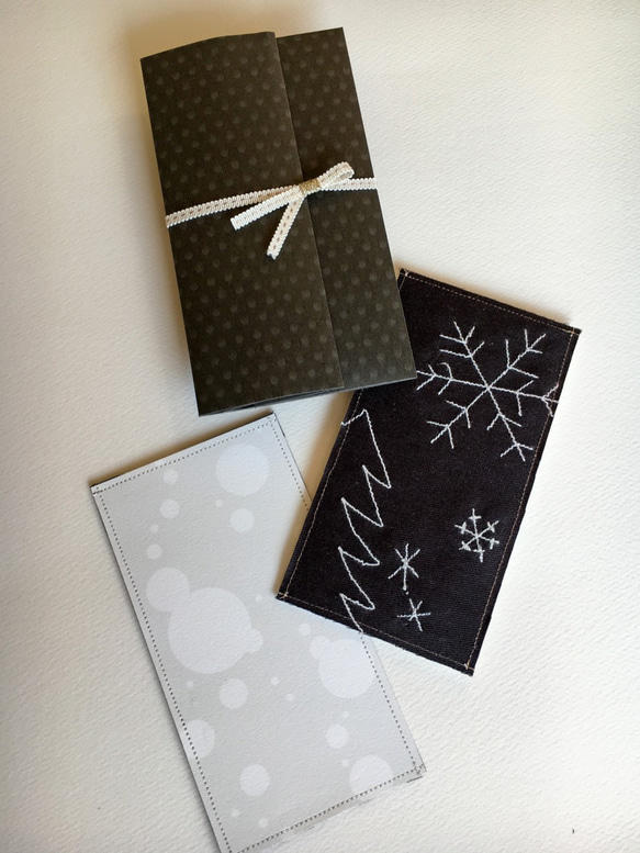 白いステッチのクリスマスメッセージカード→Snow 3枚目の画像