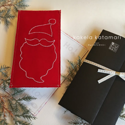 白いステッチのクリスマスメッセージカード→Santa Claus 1枚目の画像