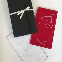 白いステッチのクリスマスメッセージカード→Santa Claus 3枚目の画像