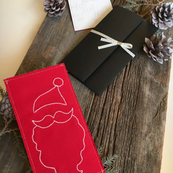 白いステッチのクリスマスメッセージカード→Santa Claus 4枚目の画像