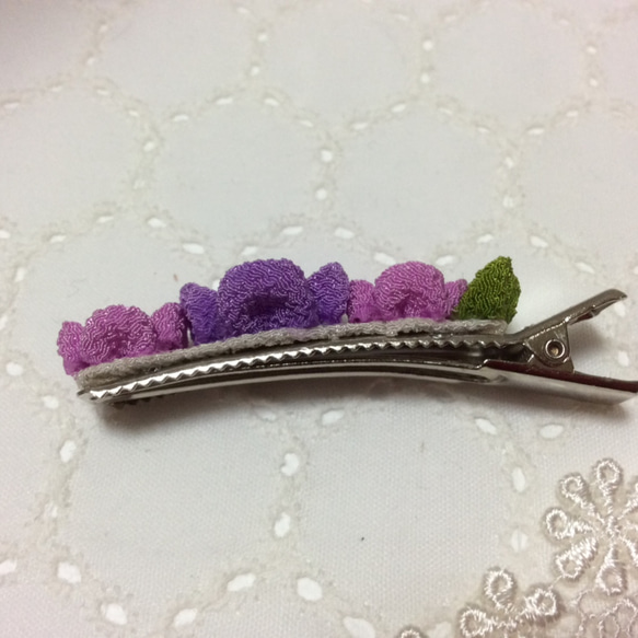 紫陽花のヘアクリップ(紫) 2枚目の画像