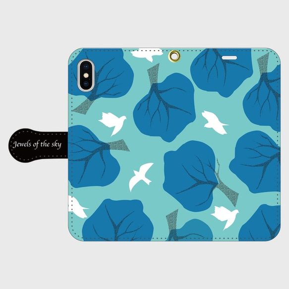 【Creema限定・晴れやかブルー2023】iphone・スマホケース (鳥コバルトブルー北欧風) 2枚目の画像
