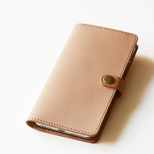 本革 スマホケース ほぼ全機種対応 手帳型 スマホカバー ホック留 ヌメ  
