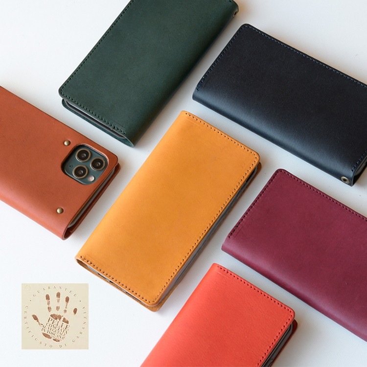 イタリアンレザー スマホケース 手帳型 本革 エルバマット 留めなし