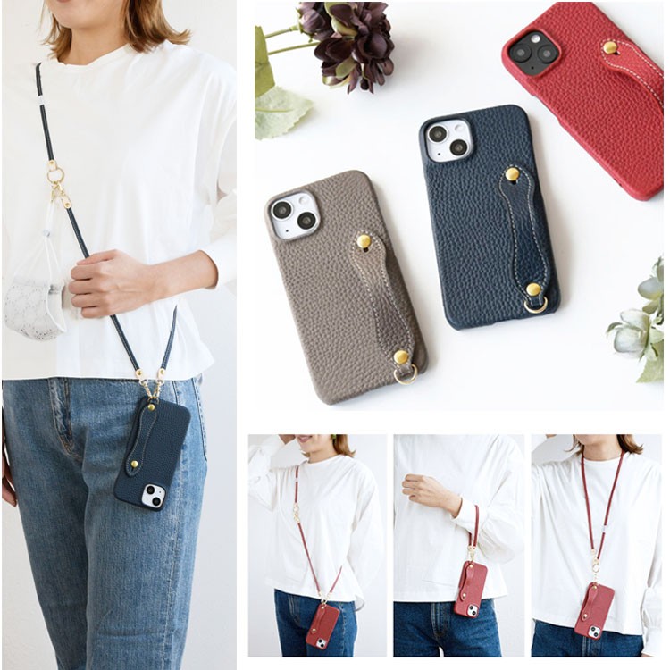 新春福袋 シュリンクレザー ラッピ totte スマホケース 3WAYストラップ2点ペアセット 本革 ギフト