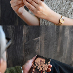 歌川国芳（相馬の古内裏）上質のヌメ本革に絵画を特殊プリントした手帳型スマホケースです♪ ゴム スライド 2枚目の画像