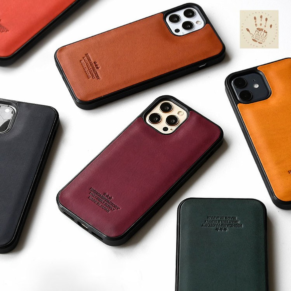 イタリアンレザー iPhoneケース 本革 スマホケース 背面  エルバマット グリップタッチ ギフト 2枚目の画像