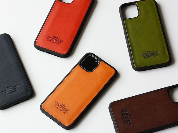 イタリアンレザー iPhoneケース 本革 スマホケース 背面  エルバマット グリップタッチ ギフト 1枚目の画像