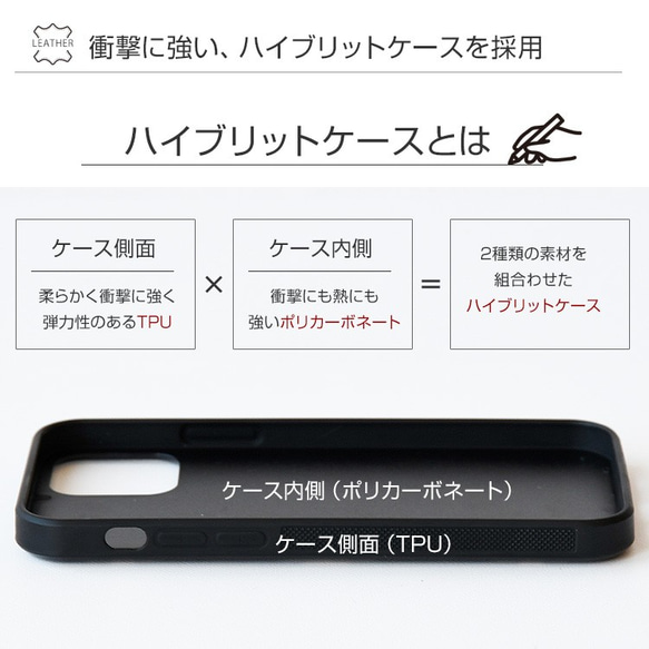 イタリアンレザー iPhoneケース 本革 スマホケース 背面  エルバマット グリップタッチ ギフト 10枚目の画像