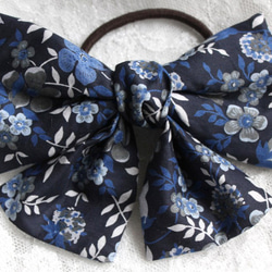 デニム風リボンヘアゴム＆ヘアクリップ　親子おそろい♡ デニム風リボンの親子お揃いヘアアクセサリーセット（ゴムの交換