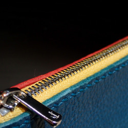 ダイアゴナル ペンポーチ S （TQ×RD） カラフル ポーチ ペンケース レザーポーチ レザークラフト 手縫い 個性的 9枚目の画像