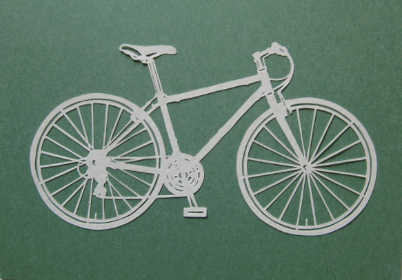 自転車　切り絵原画 1枚目の画像