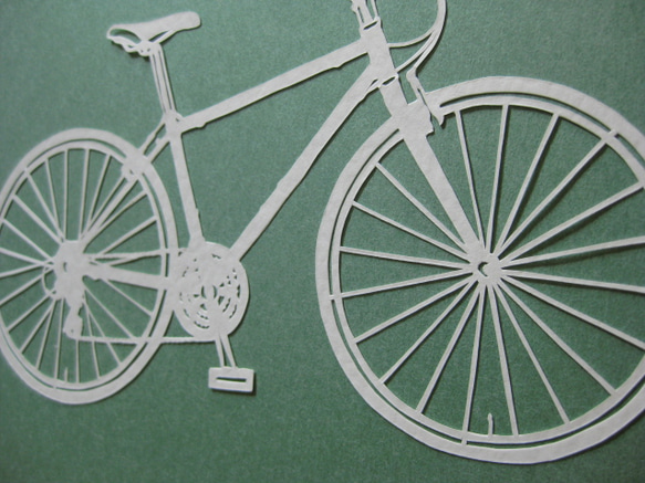 自転車　切り絵原画 3枚目の画像