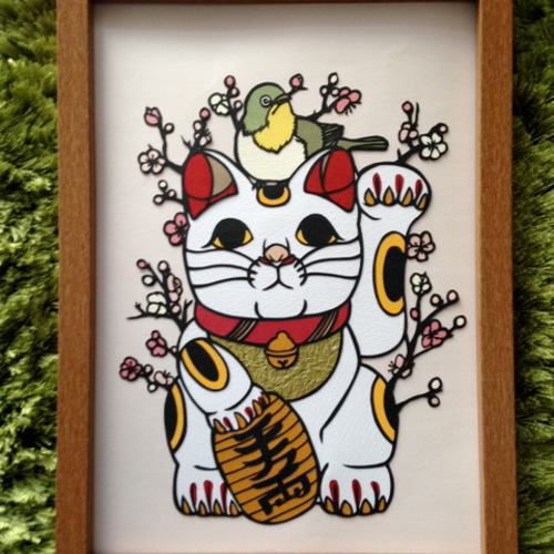 福を招く猫 ＜切り絵原画＞ 切り絵 とん 通販 373681｜Creema