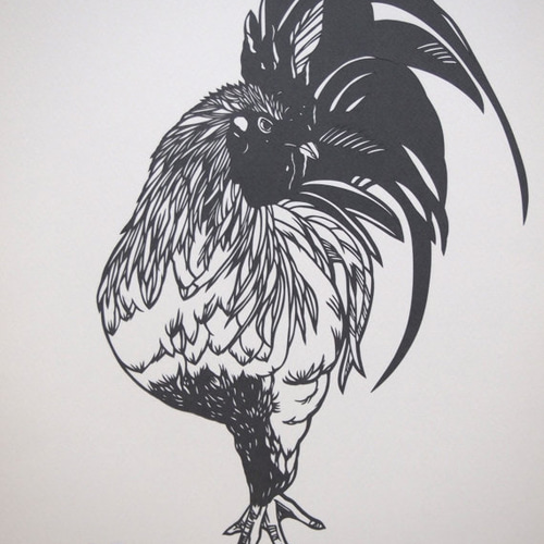 切り絵「カラスうり」167x217mm フルオーダー切り絵】一羽のカラスの切り絵【Made to order