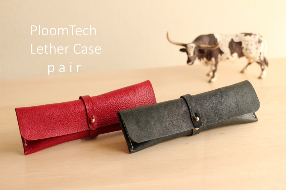 PloomTECH本革プルームテックケースペア　バルビゾンブルー&レッド　  ❖プレゼントにも❖